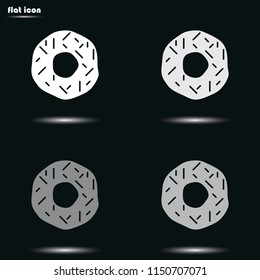 Donut flat grayscale vector icon.
