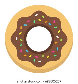 Donut flat icon, food and drink, sweet sign vector graphics, a colorful solid pattern on a white background, eps 10.