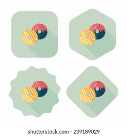 Donut flat icon with long shadow, eps10