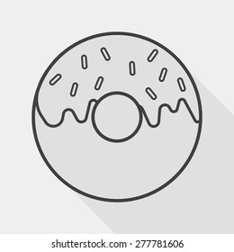 Donut flat icon with long shadow, line icon