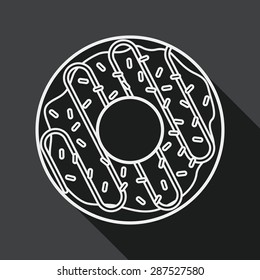 donut flat icon with long shadow, line icon