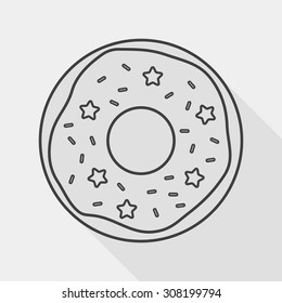 donut flat icon with long shadow, line icon