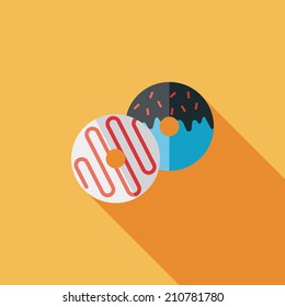 Donut flat icon with long shadow,eps10