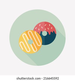 Donut flat icon with long shadow,eps10