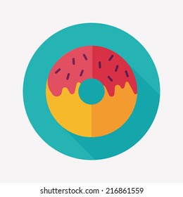 Donut flat icon with long shadow,eps10