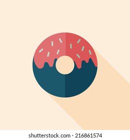 Donut flat icon with long shadow,eps10