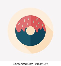 Donut flat icon with long shadow,eps10