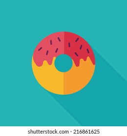 Donut flat icon with long shadow,eps10