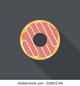 donut flat icon with long shadow,eps10