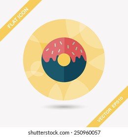 Donut flat icon with long shadow,eps10