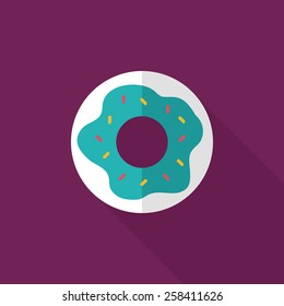 donut flat icon with long shadow,eps10