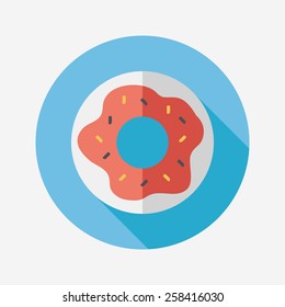 donut flat icon with long shadow,eps10