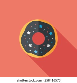 donut flat icon with long shadow,eps10