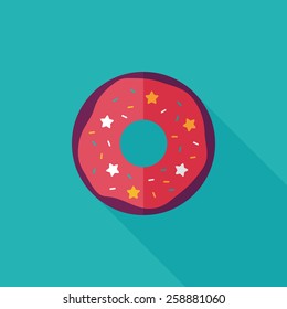 donut flat icon with long shadow,eps10