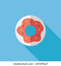 donut flat icon with long shadow,eps10