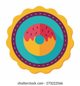 Donut flat icon with long shadow,eps10