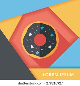 donut flat icon with long shadow,eps10