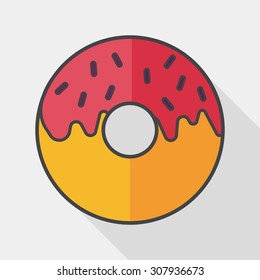 Donut flat icon with long shadow,eps10