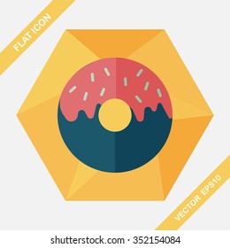 Donut flat icon with long shadow,eps10