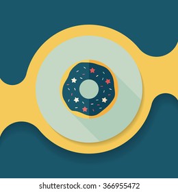 donut flat icon with long shadow,eps10