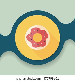 donut flat icon with long shadow,eps10