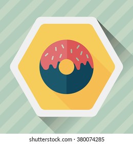 Donut flat icon with long shadow,eps10