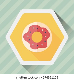 donut flat icon with long shadow,eps10