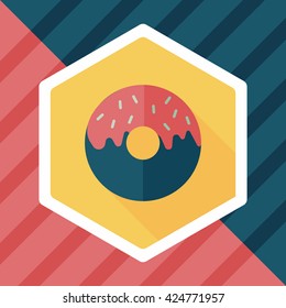Donut flat icon with long shadow,eps10