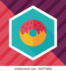 Donut flat icon with long shadow,eps10