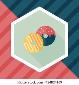 Donut flat icon with long shadow,eps10