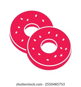 Donut Flat Icon On White Background