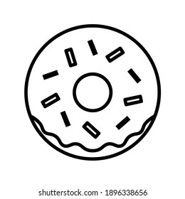 Donut flat icon. Pictogram for web. Line stroke. Isolated on white background. Vector eps10
