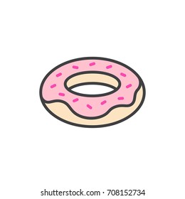 Donut flat line icon. 