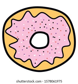 donut flat simple cartoon illustration. top view