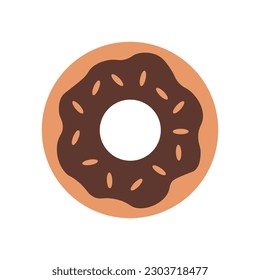 Donut flat vector illustration. Doughnut with chocolate and sprinkles. Colorful icon for bakery, cafes, restaurant, cafeteria, menu, banner design 