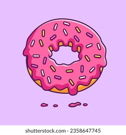 Donut Floating Cartoon Vector Icon Illustration. Food Object Icon Concept Isolated Premium Vector. Flat Cartoon Style