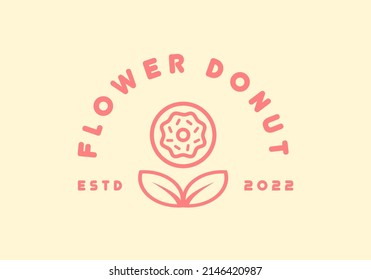 Donut flower logo, suitable for donut shops, cafes, and others.