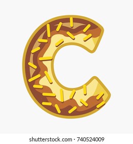 Donut Font Letter C Vector