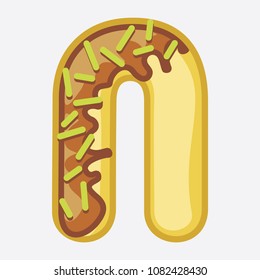 Donut Font Letter N Vector