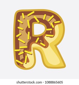 Donut Font Letter R Vector