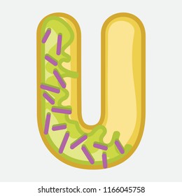 Donut Font Letter U Vector