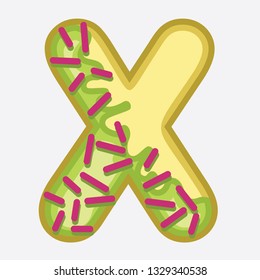 Donut Font Letter X Vector