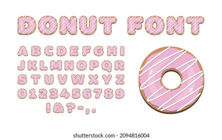 Donut-Schriftart Rosa Glaste Donut Buchstaben und Zahlen Doughnut Alphabet