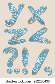donut font, sweet alphabets, funny letters, letters Y,X,Z ?!.,/