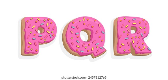 Donut font. Sweet letters and numbers numbers. Cake and cookies glazed dessert abc.