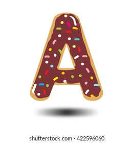 Donut font, tasty alphabets. Isolated objects.
