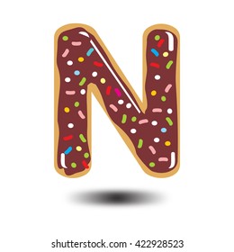 Donut font, tasty alphabets. Isolated objects.
