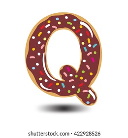 Donut font, tasty alphabets. Isolated objects.

