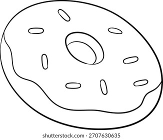 Ilustración de arte de línea de Vector blanco y negro de comida de donut