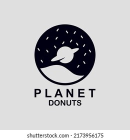 donut food company logo design with planet shape